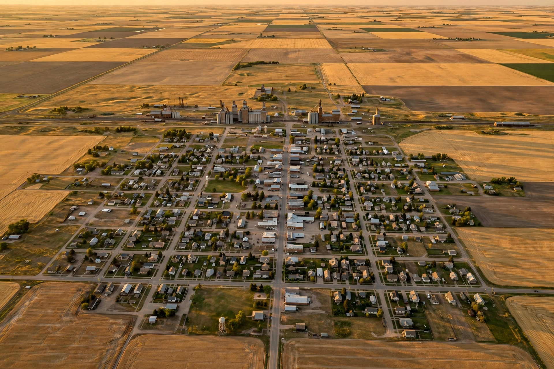 Aerial view of a Saskatchewan prairie city
